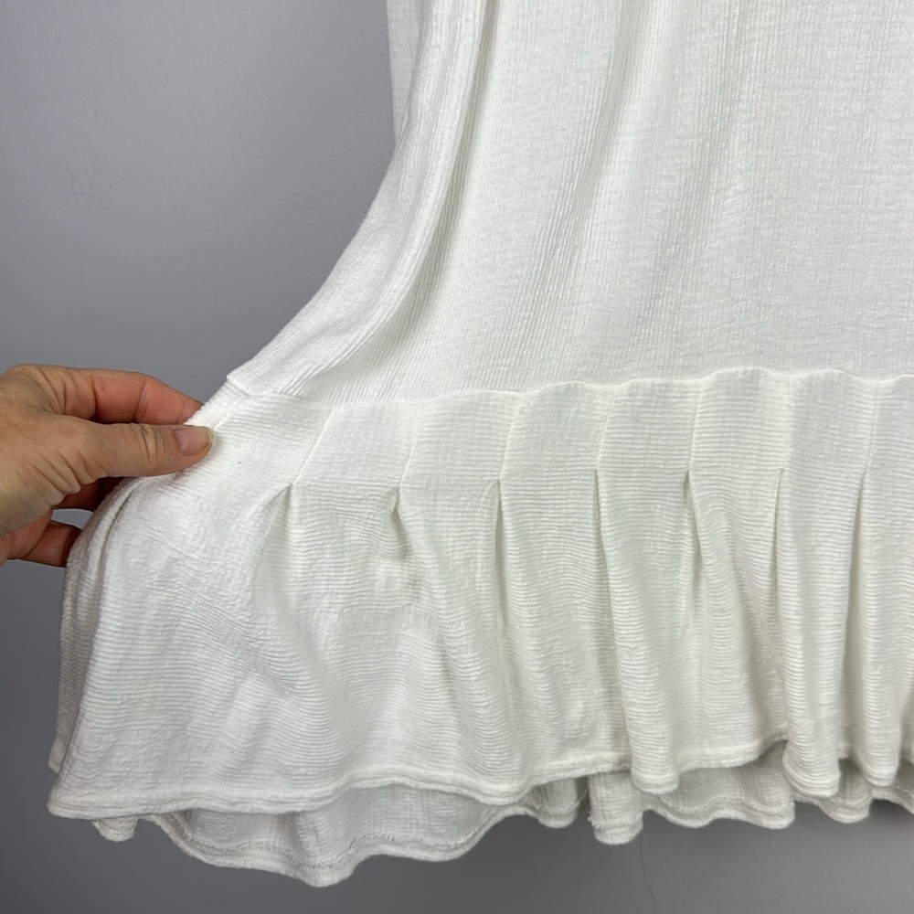 Free People Your Girl White Flounce Hem Textured Tunic Top Size S Mini Dress - Picture 15 of 16